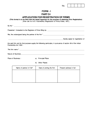 Form I Part C4 Application for Registration of Firms MyEnterprise Wb Aponline Gov