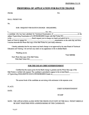 Application for Batch Change in Institute  Form