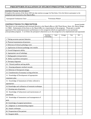 Preceptee Evaluation Sample  Form