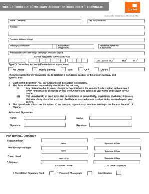 Gtbank Domiciliary Account Form