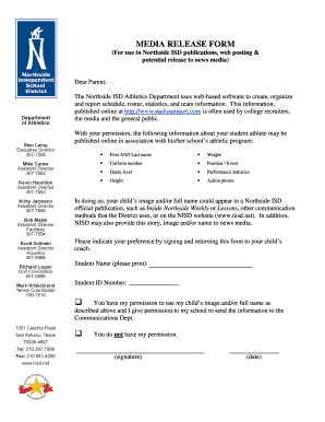 MEDIA RELEASE FORM Northside Independent School District Nisd