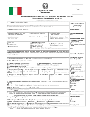 Domanda Di Visto Nazionale D Modulo Gratuito  Form