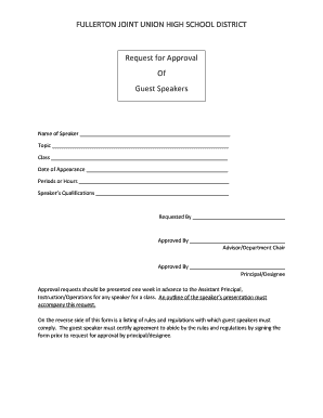 Guest Speaker Approval Form PDF Sunny Hills High School