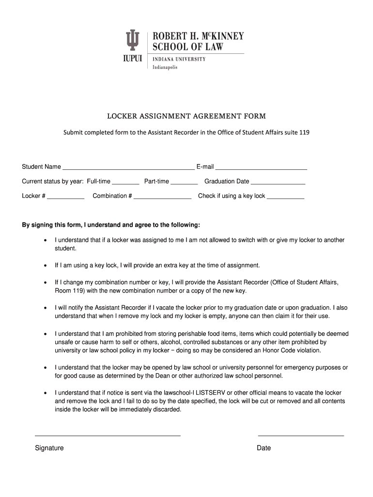 Locker Rental Agreement  Form