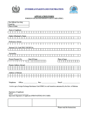 Remittance Card Pakistan Form Download