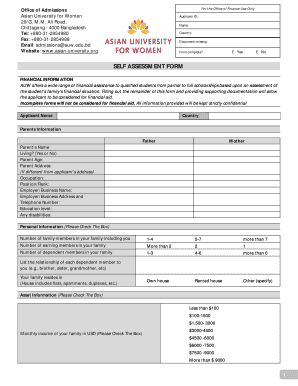 Auw Admission Sample Question  Form