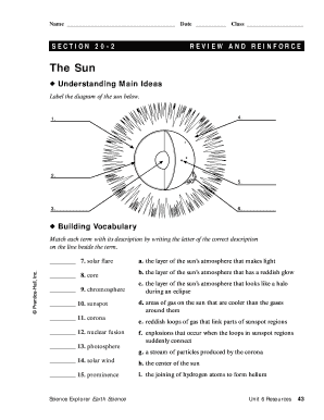 Sun Diagram with Labels  Form