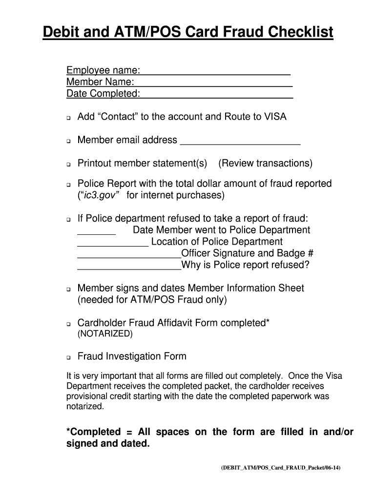 Checklist of a Fraud Report  Form
