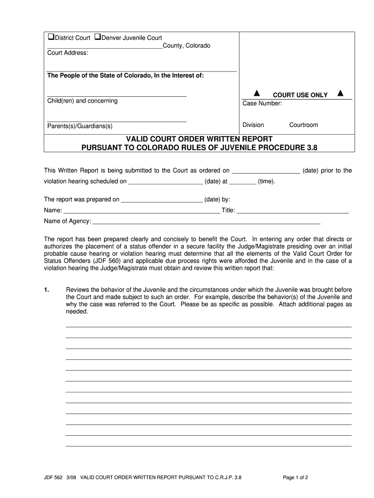 Jdf 562 Rule Form