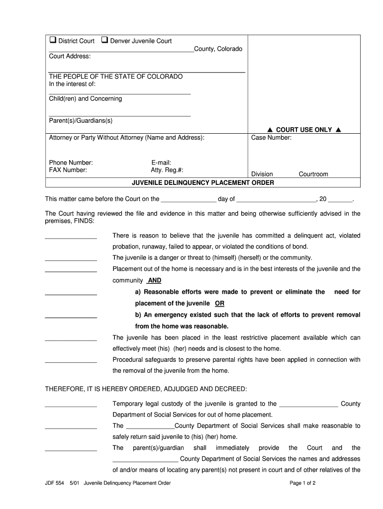 District Court of Denver County Colorado  Form