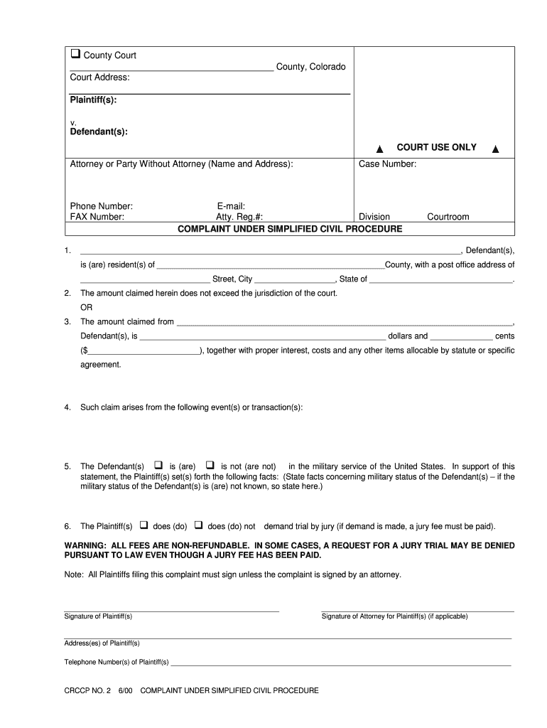  Crccp Form 1a 2000