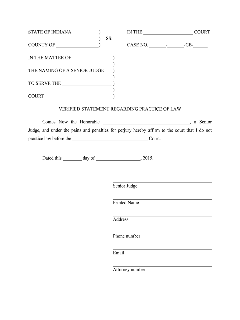 Case No Cb in T State of Indiana  Form