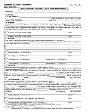 Lease GuarantyRenewalSubleaseAssignment Hauser Properties  Form