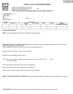 Animal Data Transfer Form