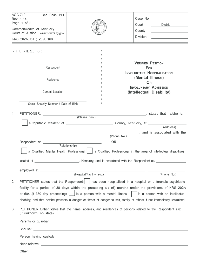  Mental Illness or Intellectual Disability  Kentucky Court of Justice  Courts Ky 2014