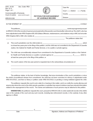  Kentucky Expungement Record Form 2013