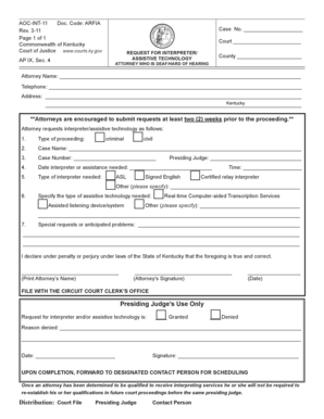 Kentucky Aocint 11  Form