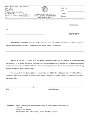 Kentucky Case Commissioner Judicial  Form