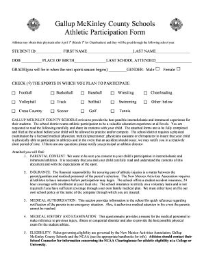 Athletic Participation Form Physical