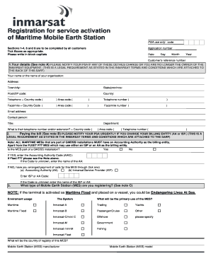 Maritime Service Activation Registration Form Inmarsat