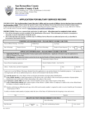 Military Service Record Template  Form