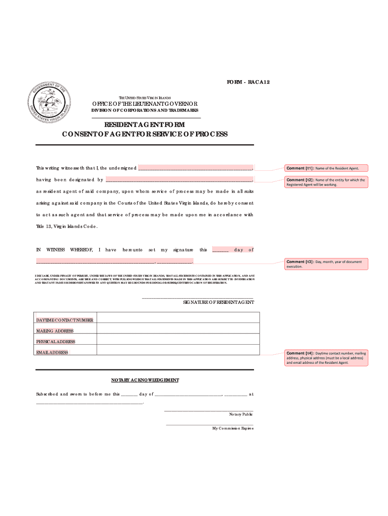 Resident Agent Form Consent