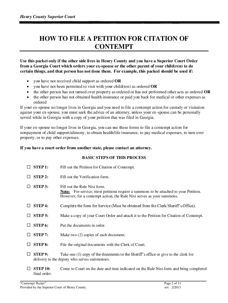 Get and Sign Contempt Form County 2013-2022
