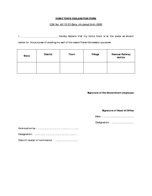 Application Format for Change of Home Town