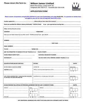 Wilson James Security  Form