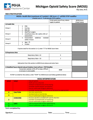 Michigan Opioid Safety Score  Form