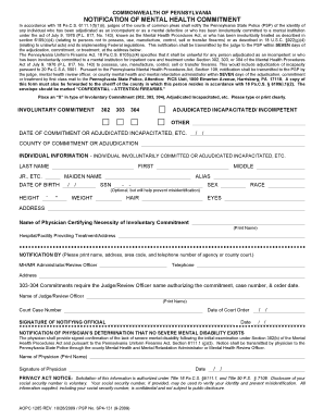  Pennsylvania Mental Health Form 2009