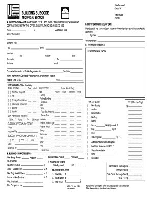 UCC F110 Building Subcode Technical Section State of New Jersey Hillsborough Nj  Form