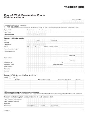 Momentum Withdrawal  Form