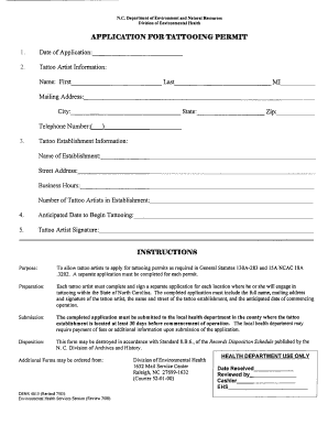Application for Tattooing Permit Forsyth County Forsyth  Form