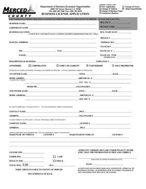 Business License Bapplicationb 000 Merced County Department of Bb Caed Merced Ca  Form