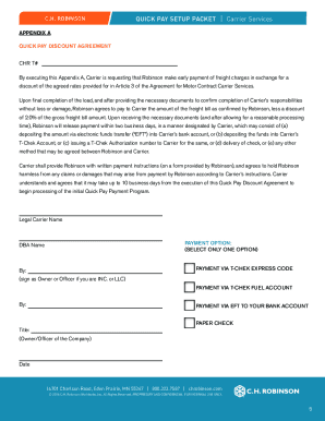 Ch Robinson Carrier Setup  Form