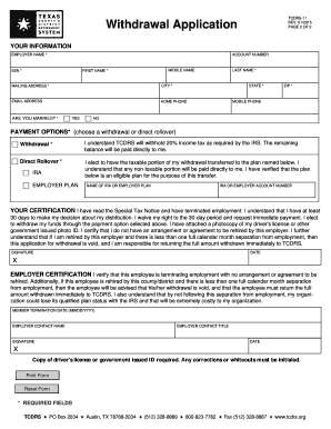  Withdrawal Application TCDRS 11 Tcdrs 2017