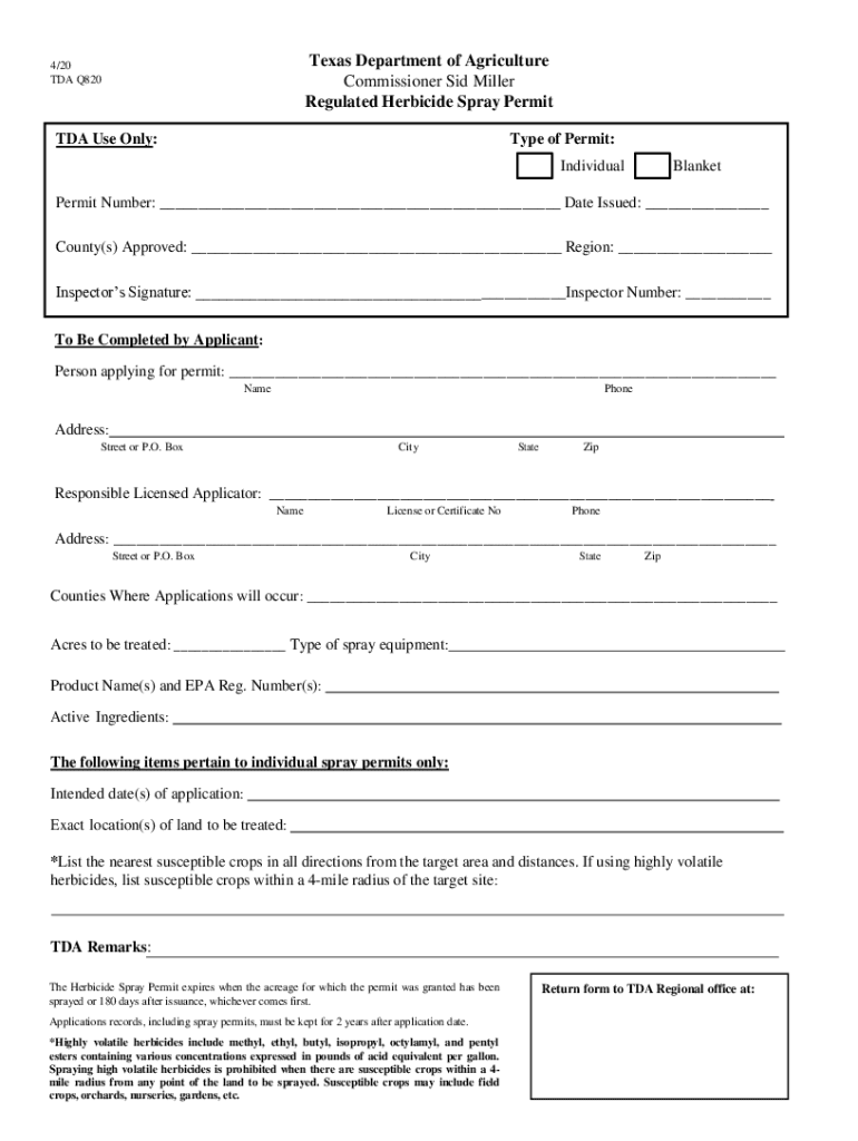 Texas Department of Agriculture Licensing  Form