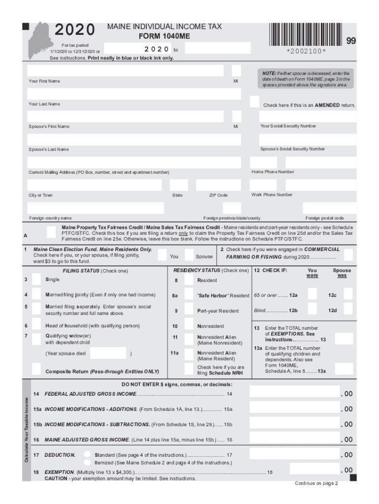 2021 Maine Form 1040ME