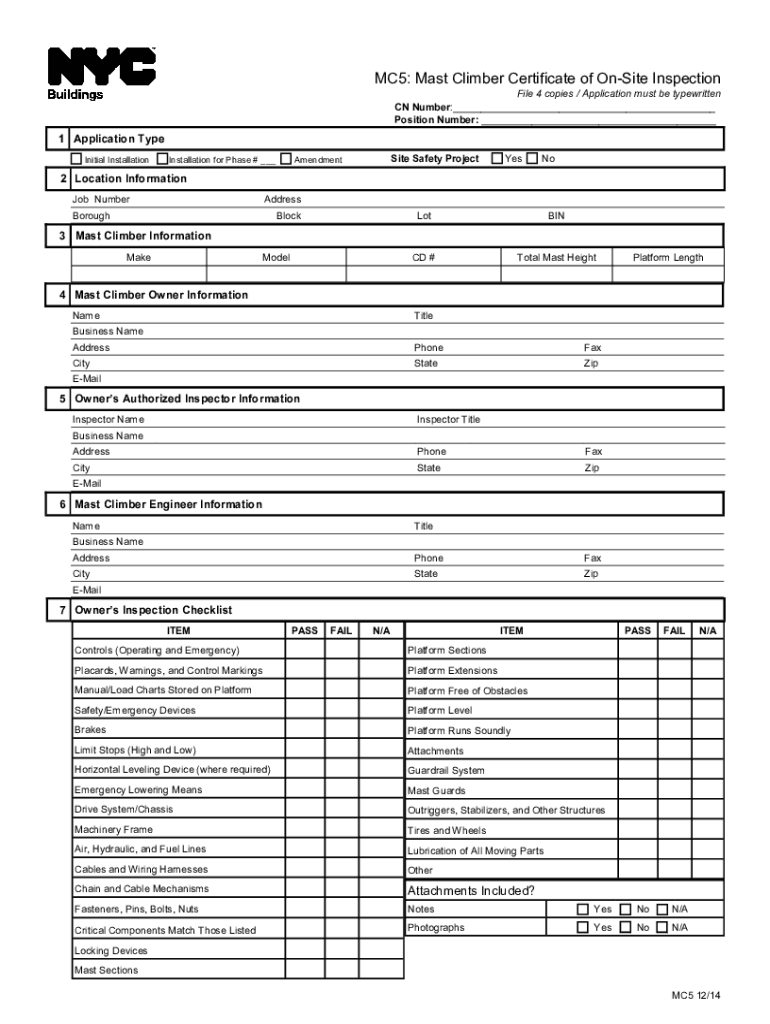  Mast Climber Safety Checklist 2014-2024