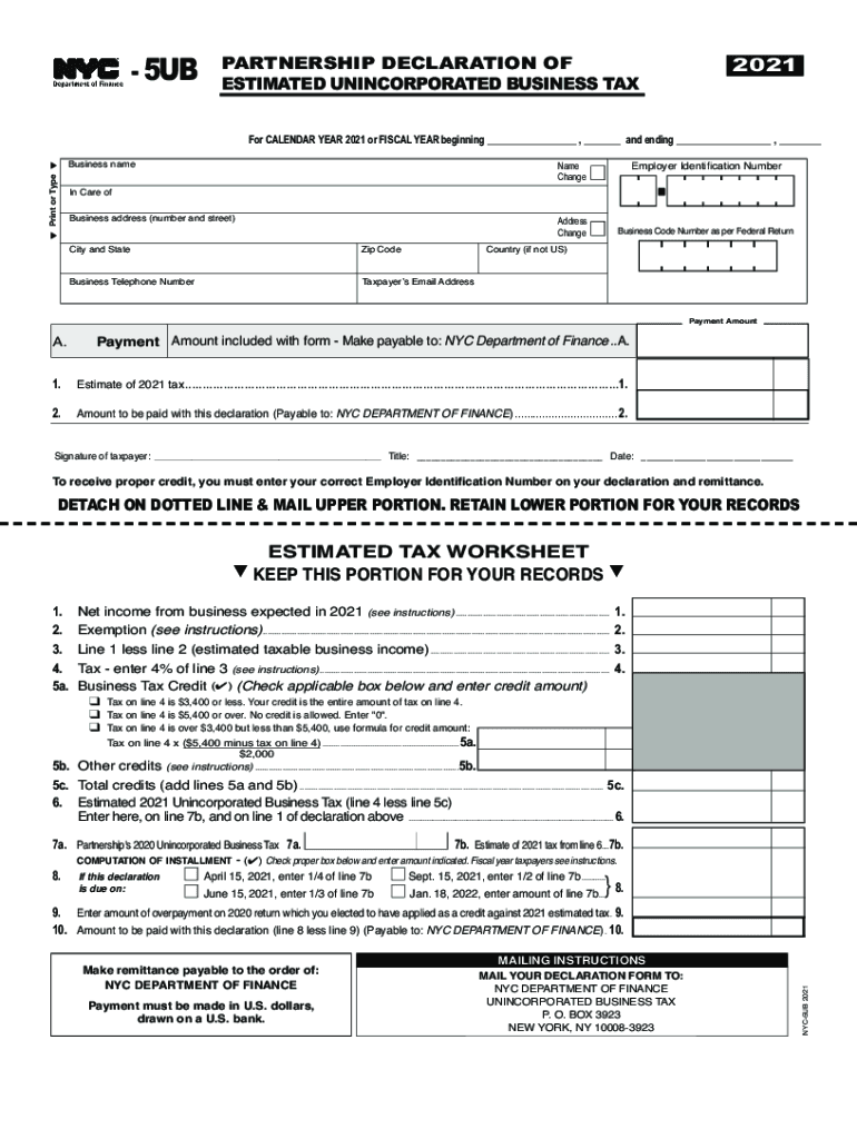  Partnership Declaration of Estimated Unincorporated NYC Gov 2021