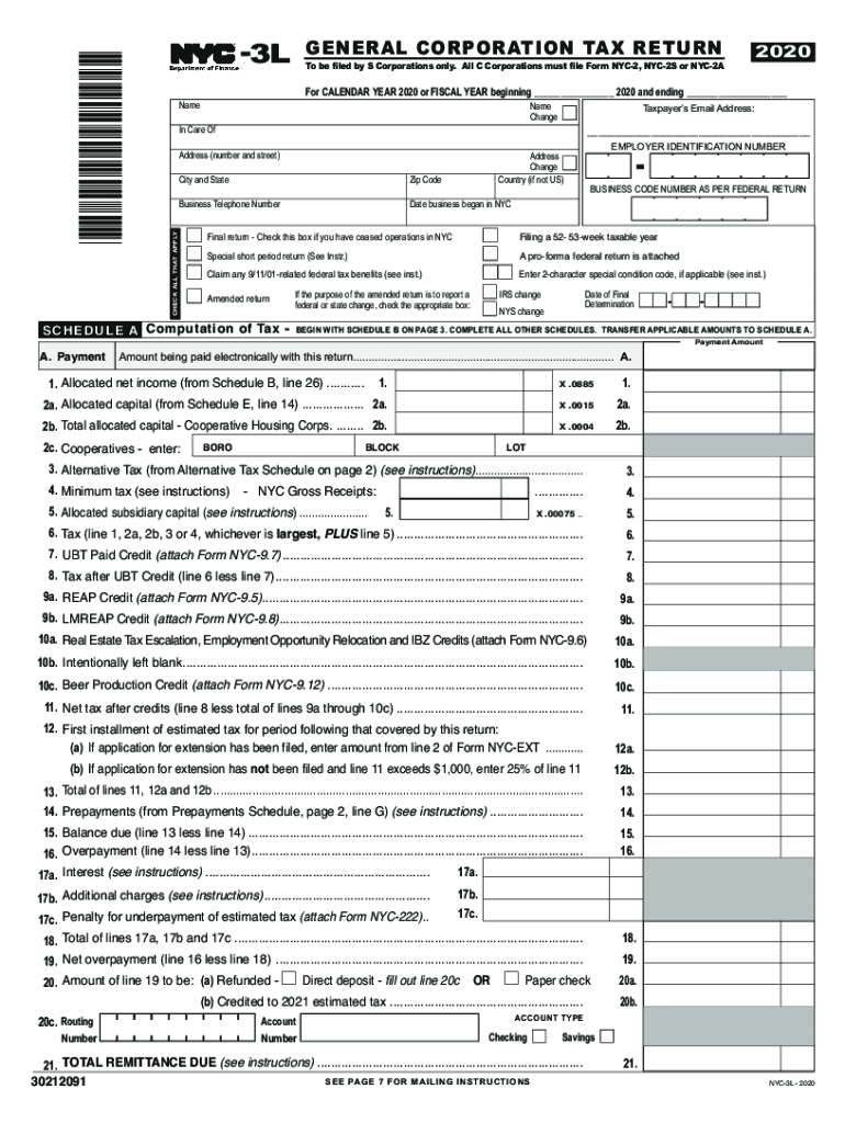  N Final Return Check This Box If You Have Ceased Operations in NYC 2020