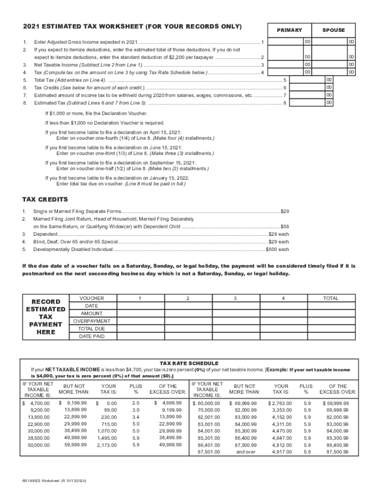 Arkansas Estimated Tax  Form