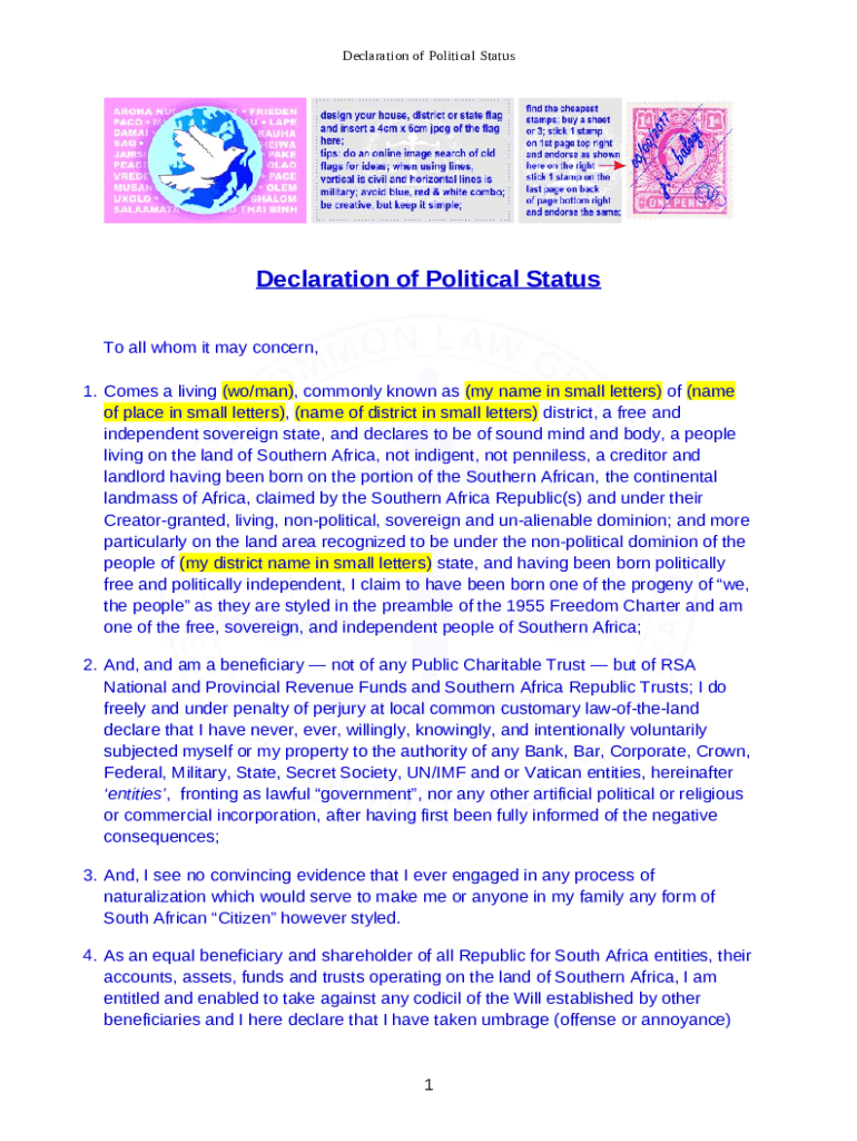 Declaration of Political Status  Form