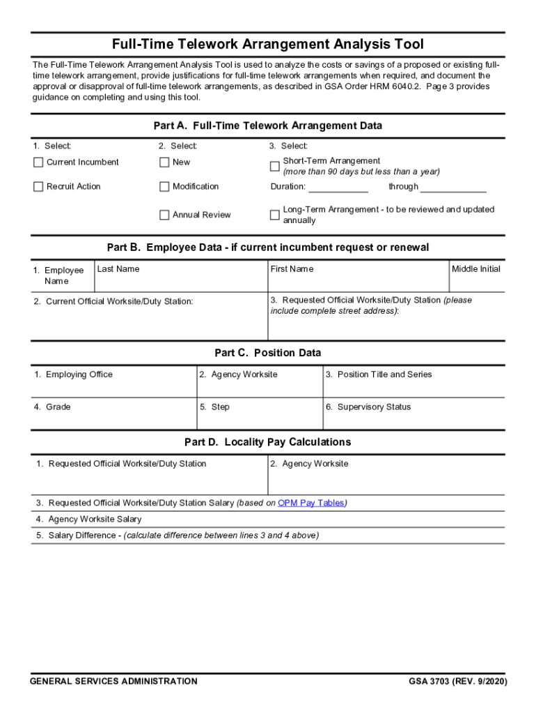  Full Time Telework Arrangement Analysis Tool GSA Gov 2020-2024