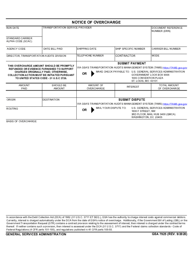  Notice of Overcharge GSA Gov 2020-2024