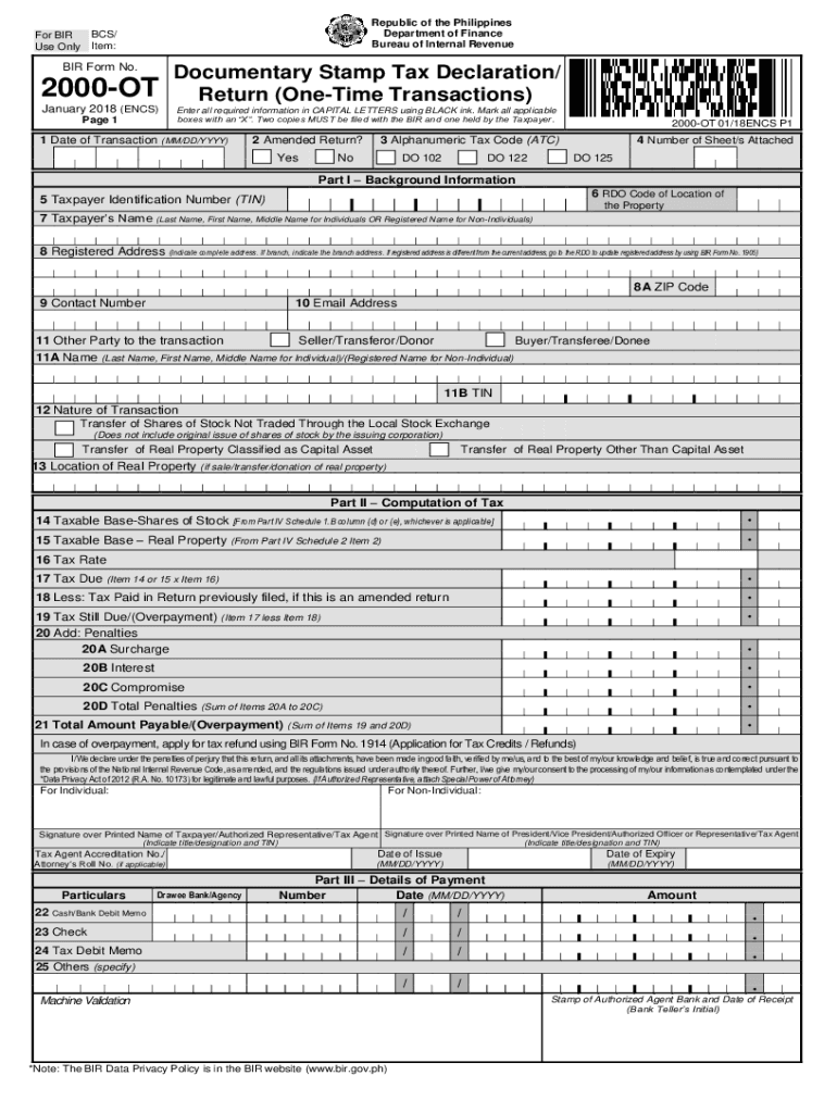  Documentary Stamp Tax Bureau of Internal Revenue BIR 2018-2024