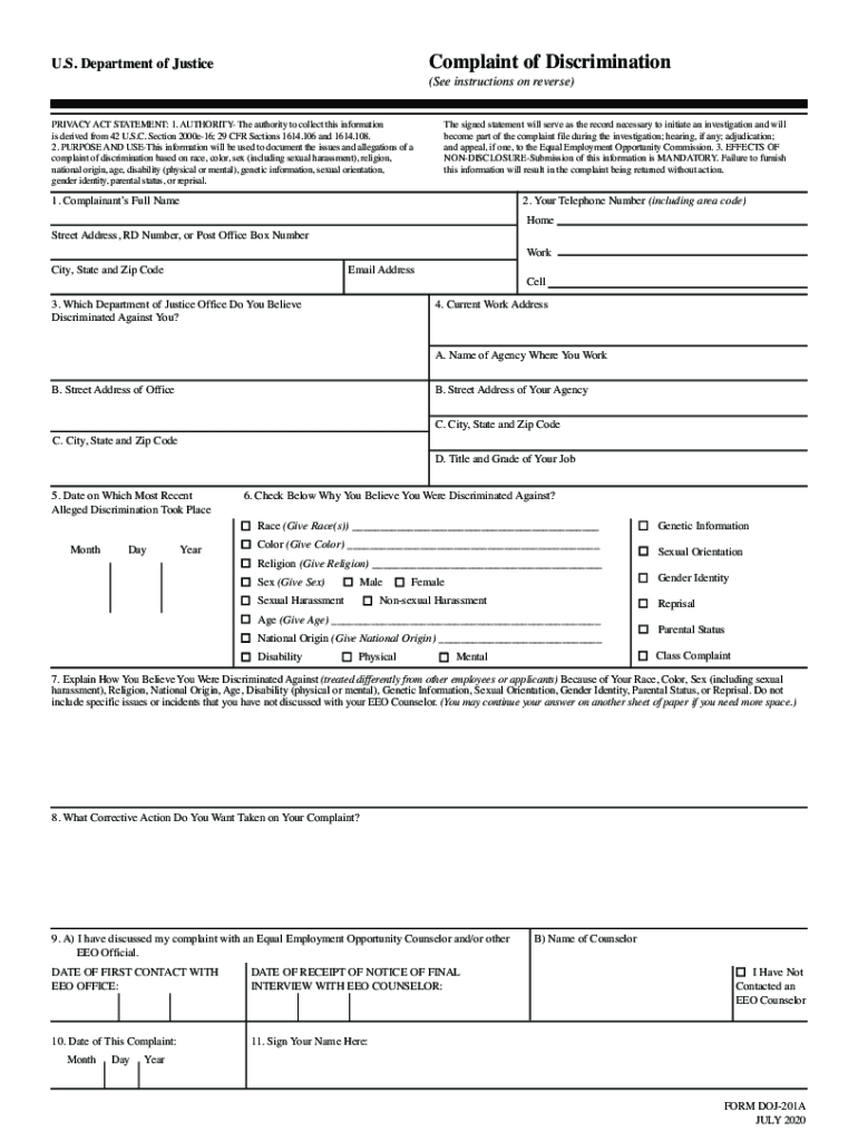 Form DOJ 201A