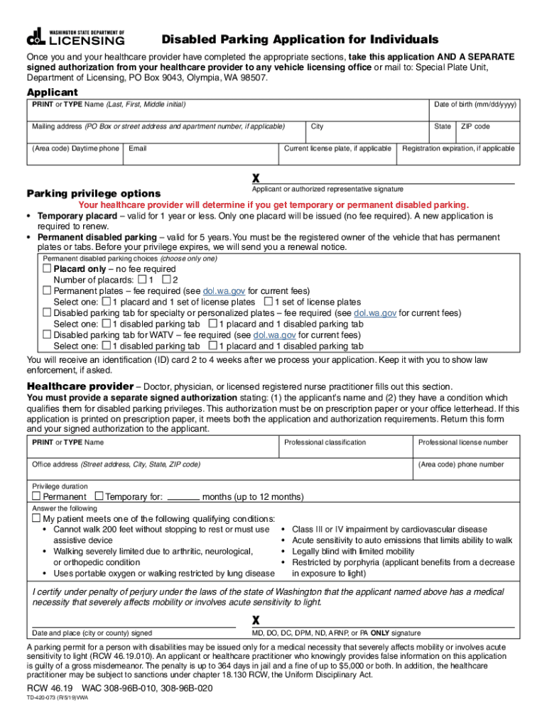 Get and Sign Signed Authorization from Your Healthcare Provider to Any Vehicle Licensing Office or Mail to Special Plate Unit, 2019-2022 Form