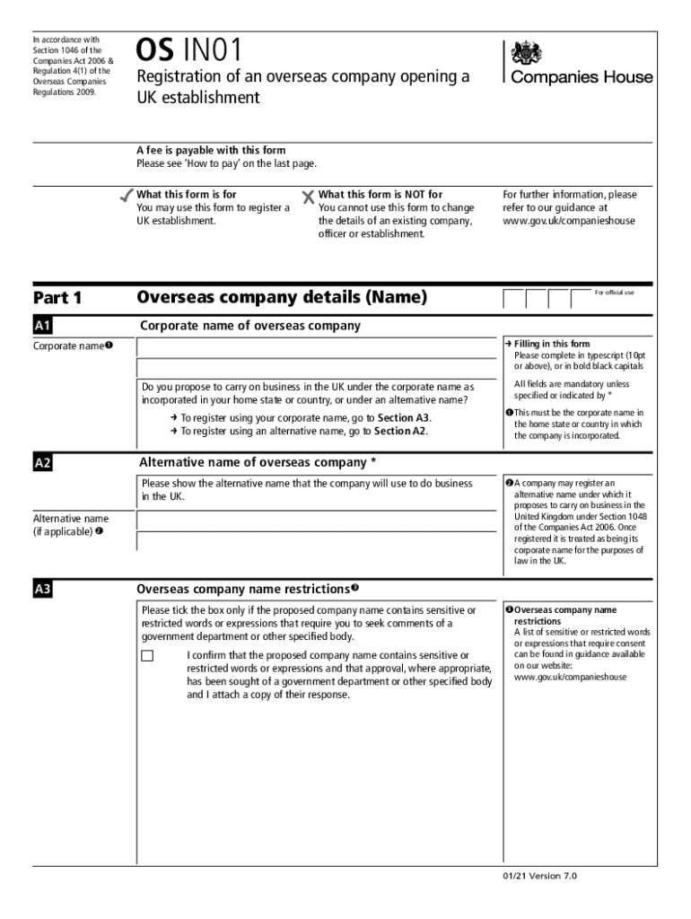 United Kingdom Companies Registration  Form